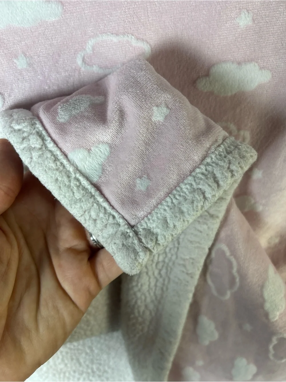 TL Care Pink White Clouds American Baby Company Blanket Sherpa Lovey